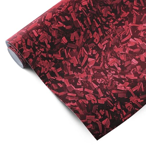 Image of Lypumso Forged Carbon Fiber Vinyl Wrap, Matte Red Vinyl Film Roll with Bubble Free Air Release Technology, Premium Self Adhesive Automotive DIY Sticker for Car Interior Exterior (1ft x 10ft)