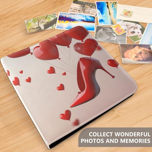 Álbum de fotos autoadhesivo bricolaje scrapbook álbum Día de San Valentín globo corazón zapato de tacón alto 3 anillos carpeta álbum de fotos 40 páginas 8x10 para recuerdos miniatura 5
