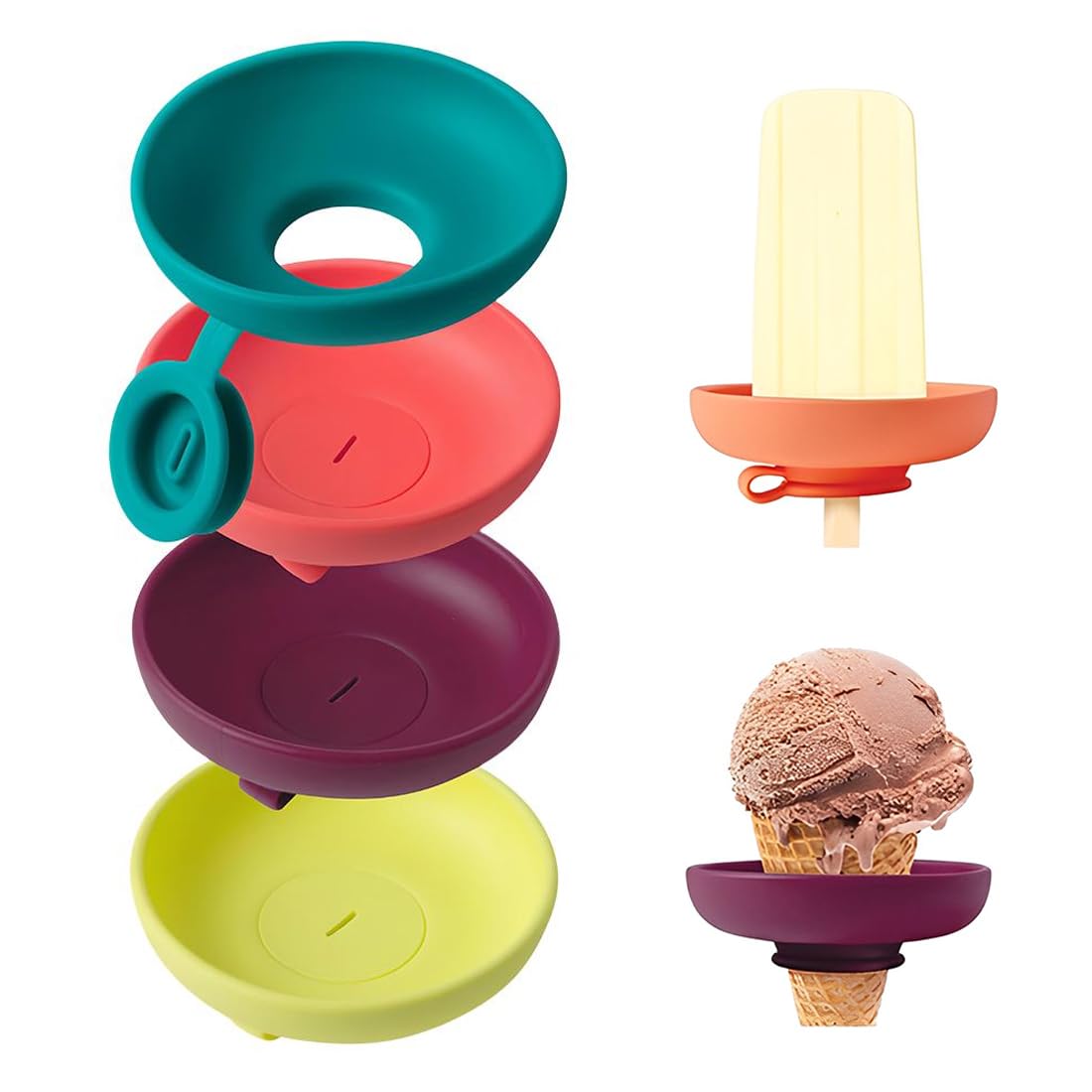 4 Piezas Helados antigoteo, reutilizables, porta helados para niños, para hielo para niños, ideal para fiestas de verano