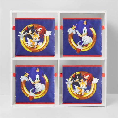 Image of Idea Nuova Sonic the Hedgehog Storage Cubes with Handles, Set of 2, Durable 10 inchx10 inch Closet Organizers for Kids' Rooms, Blue