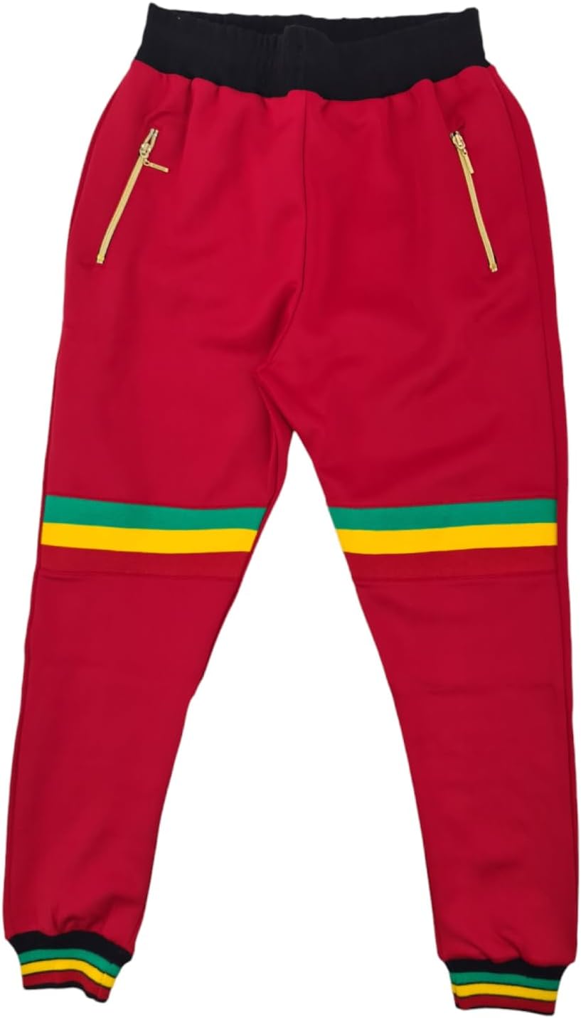 Time Is Money Men's Urban Designer Rasta Lion Tracksuit, Black, Red, White, Olive with Gold Zip - Image 5
