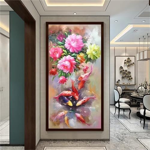 Peinture diamant fleur grand format 90x210cm | Kit complet point de croix bricolage