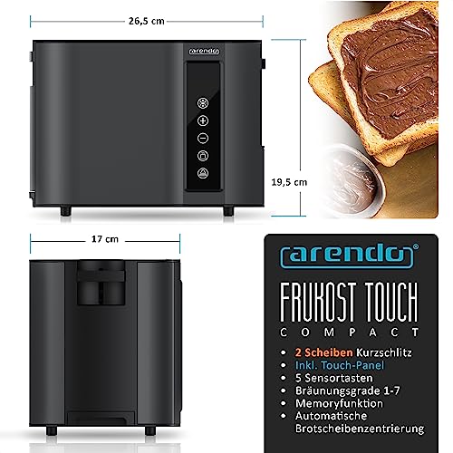 Arendo - Touch Toaster 2 Scheiben Edelstahl - Touchpanel - digital Display Restzeitanzeige - 800 W...