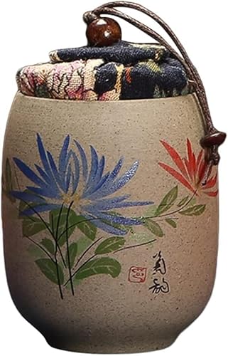 FAVIYA Storage Jars ，Storage Tea Chinese Leaf Jar Snacks Can Sugar Chrysanthemum Container Sealed Storage/Cloth Airtight - Hand Coffee Jars Porcelain Cookie Vintage Restaurant Canister Painting Tin
