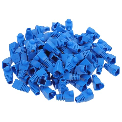 FELTECHELECTR 100 piezas Unidades Fundas Protectoras de Plástico para Conector Cubiertas para Cable de Protección Anti-doblez para Clavijas de Color Azul