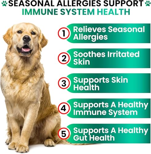 Image of Dog Allergy Chews - Dog Allergy Relief - 170 Treats with Probiotics and Colostrum for Itchy Skin Relief to Support Seasonal Allergy and Healthy Immune System - All Natural Anti-Histamine - Made in USA