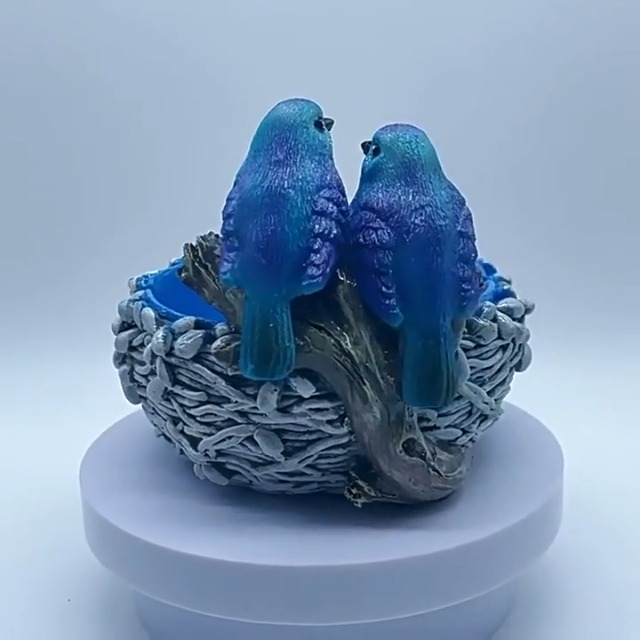 Estatua de Resina Nido de Petirrojo con Bandeja para Escritorio miniatura 7
