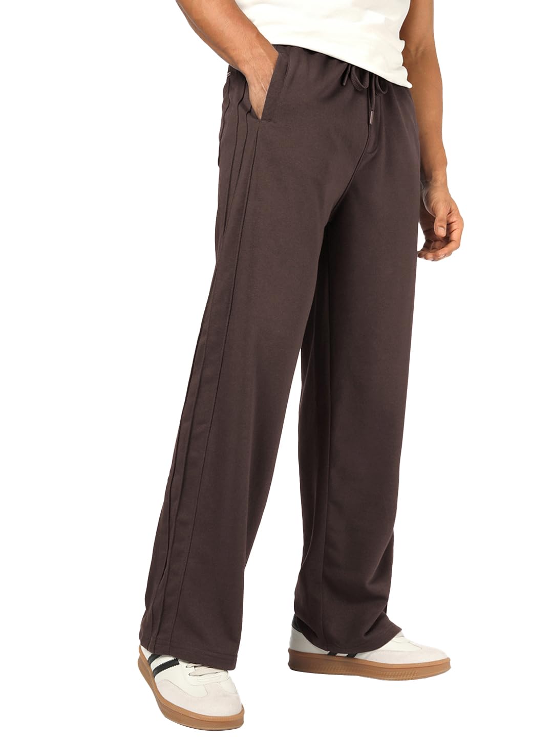 Bewakoof Men's Side Panel Straight Fit Terry Track Pant-picture-17