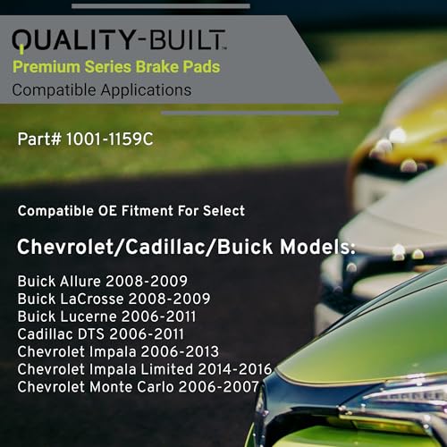 Image of QUALITY-BUILT Front Ceramic Brake Pads, Premium 1001-1159C, Compatible with 2006-2016 Buick /Cadillac /Chevrolet (Allure,DTS,Impala,Impala Limited,LaCrosse,Lucerne,Monte Carlo)