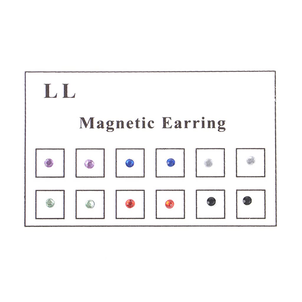 Kadagg 12pcs/Card Magnet Crystal Earring Nose Lip Labret Fake Cheater Piercing 3mm Magnetic Earring Jewelry