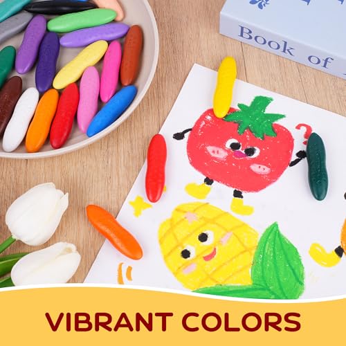 Image of YPLUS Toddler Crayons, 36 Washable Easy-Grip Peanut Crayons, No Toxic