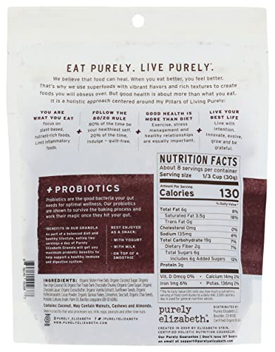 Image of Purely Elizabeth Probiotic Granola, Chocolate Sea Salt + Probiotic, Gluten Free & Non-GMO, 8 Oz (Pack of 6)