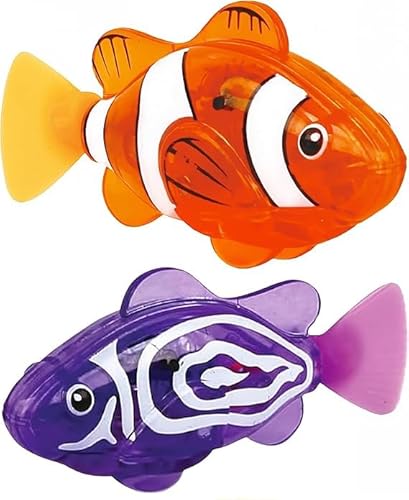 OIXYAZ 2 Pieza Robo Fish Pez Nadador robótico,Robofish acuario,Juguete de baño (Morado y Naranja) OIXYAZ 2 Pieza Robo Fish Pez Nadador robótico,Robofish acuario,Juguete de baño (Morado y Naranja)