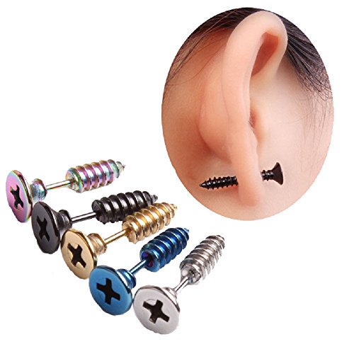 Preisvergleich Produktbild ILOVEDIY 1Paar Männer Ohrstecker Schwarz Unisex Ohrringe Halloween Kostüm Party