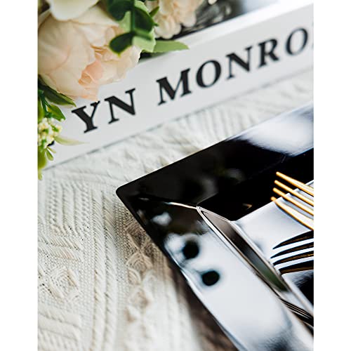 Nzvcn 100 Pack Black Plastic Square Plates, 6.5" Disposable Dessert/Salad Plates Heavy Duty Plates For Party, Wedding, Christmas, Easter #TOP4