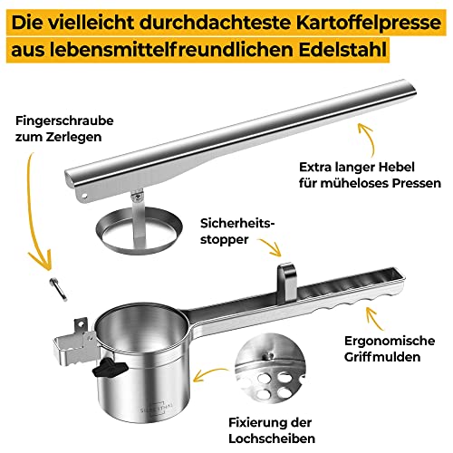 Kartoffelpresse Silberthal aus rostfreiem Edelstahl