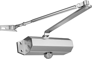 Ougourim Heavy Duty Hydraulic Door Closer - Grade 3 Spring Automatic Closer for 88-143 lb Doors, Compact 6.9" Silver Residential Commercial