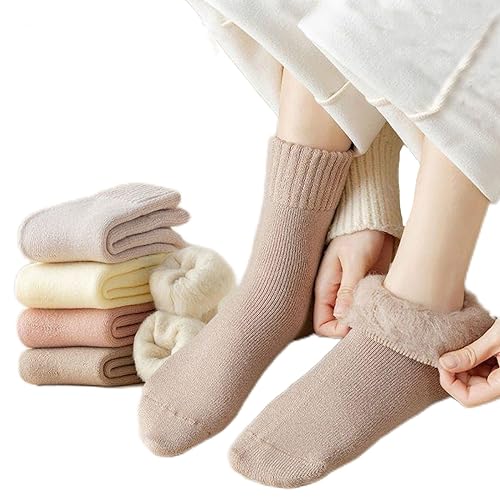 3 Pairs of Wool Socks, Women's Winter Fleece Socks, Thickened Warm Tube Autumn and Winter Super Thick Stockings