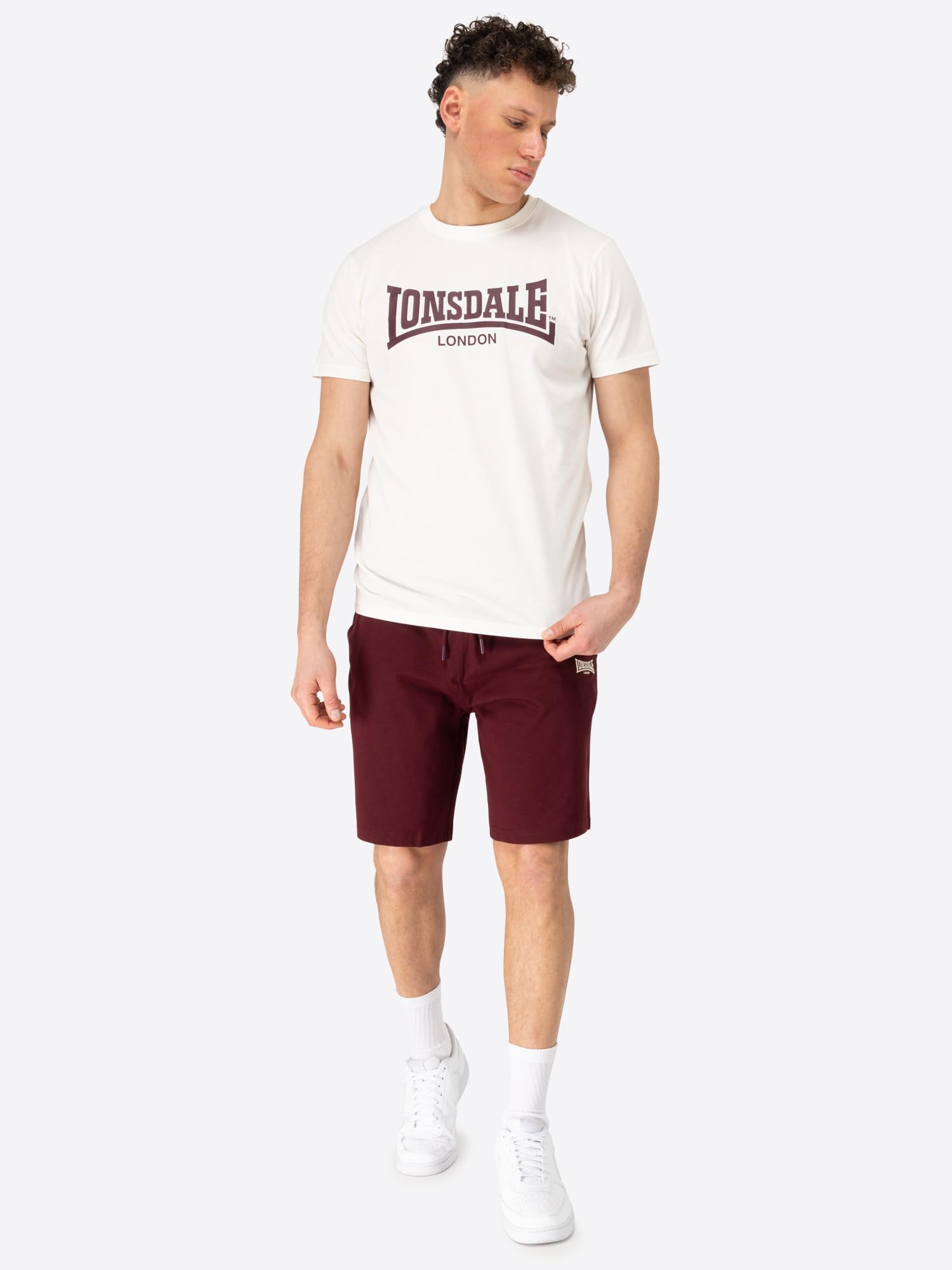 Lonsdale Męski zestaw bawełnianych t-shirtów i szortów, strój podróżny i