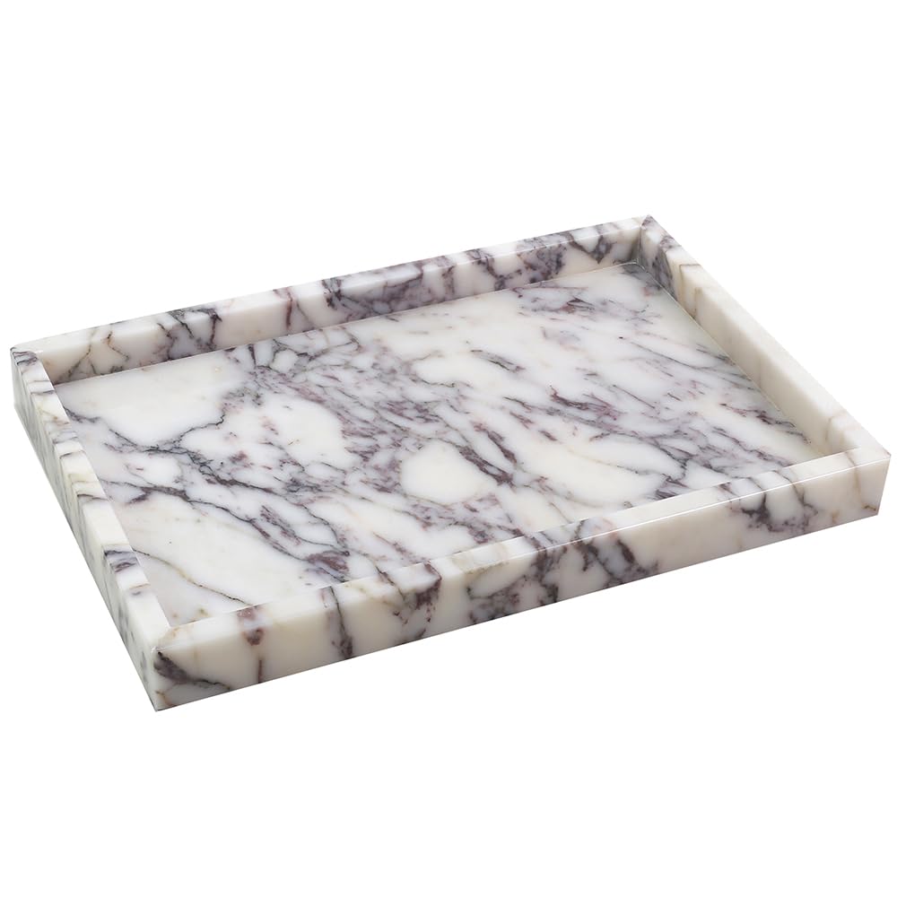 Luxurious Natural Marble Tray Hand Towel Organizer for Disposable Paper Napkins, Jewelry, Makeup Bathroom Vanity Sink Comestic Holder Bathtub