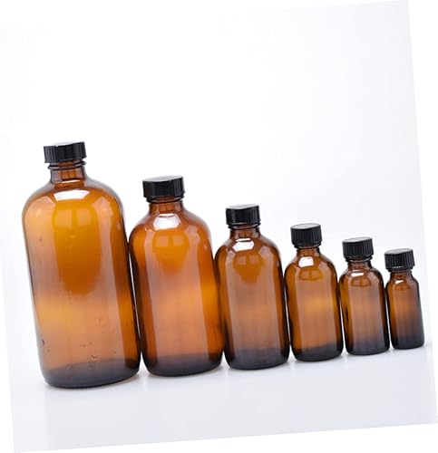 Miniatura 3 de Healvian 4 tarros de vidrio ámbar con tapas de vidrio con tapa Botellas de vidrio con tapas Botella de vidrio ámbar Botellas de agua Botellas de