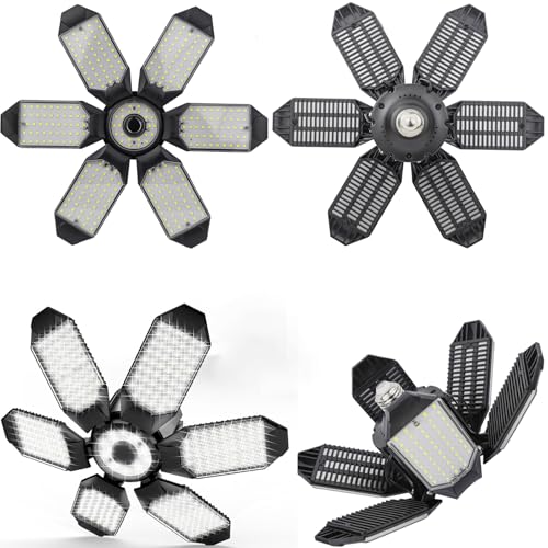 SKRYUU Wall Light - 4 Pack, LED Light Bulbs 200 Watt Equivalent, with 6+1 Deformable Panels, Bright Lighting, LED Shop Lights for Garage Base Basement Workshop Warehouse Attic for E26/E27 (4)