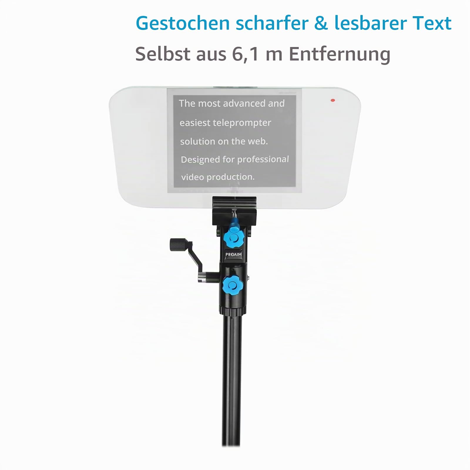 PROAIM Professioneller Rede-Teleprompter mit Teleskopischem Konferenzständer und 60/40 Beam-Splitter-Glas. Lesereichweite von 20 Fuß. Unterstützt Laptops und Monitore bis 17” (TP-SPH-01) | Mit Teleskopständer, 60/40-Strahlenteiler-Glas und Unterstützung f