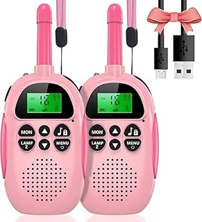 ULEWAY Walkie Talkie Niños Recargable, Walkie-Talkie con LCD Pantalla VOX, Larga Distancia 3KM, Navidad Cumpleaños Regalos para Niños o Niñas - Rosa+Rosa