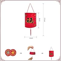 Vista 2 de Paquete de 10 linternas de papel colgantes japonesas chinas rojas, faroles asiáticos chinos de buena fortuna Lucky Fu, decoración de festival chino