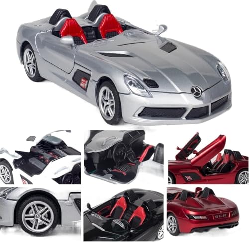 Image of 1:32 Large Mercedees-Benz SLR Sporting Convertible Car Music Boys Toy CAR, DIECAST Metal Pullback Toy CAR with OPENABLE Doors & Light, Best Gifts for Kids [Random Color]