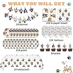 Dog Birthday Party Supplies Serves 20, Puppy Party Decorations Dog Party Plates Banner Napkins Paws Balloons Table Cover and Cake Topper for Doggy Kids Dog Party Decorations - Image 2