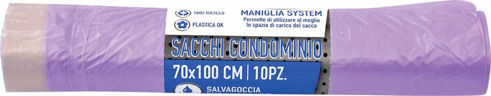 La Briantina Sacchi Racolta Differenziata SAC04029A Viola, Formato Grande 70x100 cm, Capienza 110 Litri, 10 Sacchi