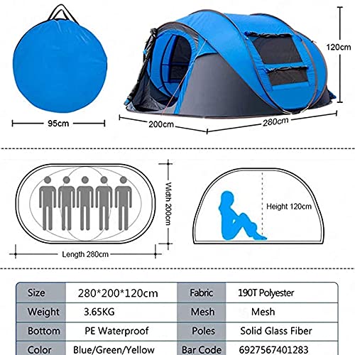 Carpa de camping automática para 3-4 personas, color amarillo miniatura 7