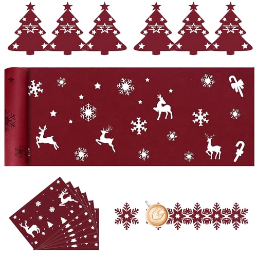 GWAEPU 19 Stück Platzset Weihnachten Set: 150x40cm Filz Tischset...