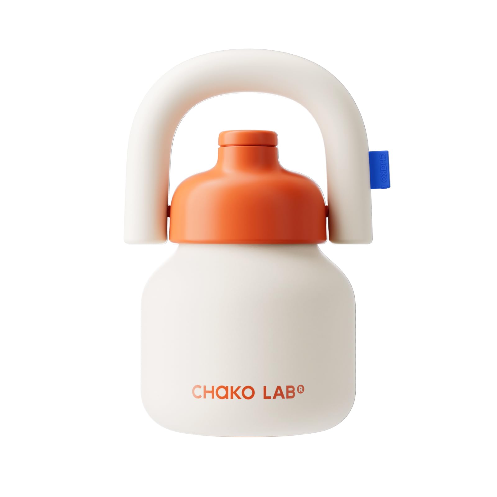 CHAKO LAB Water Bottle with Straw and Carry Handle | Wide Mouth vacuum insulated stainless steel Bottles | Reusable, leak-proof and BPA-free | 33oz (White&O range)