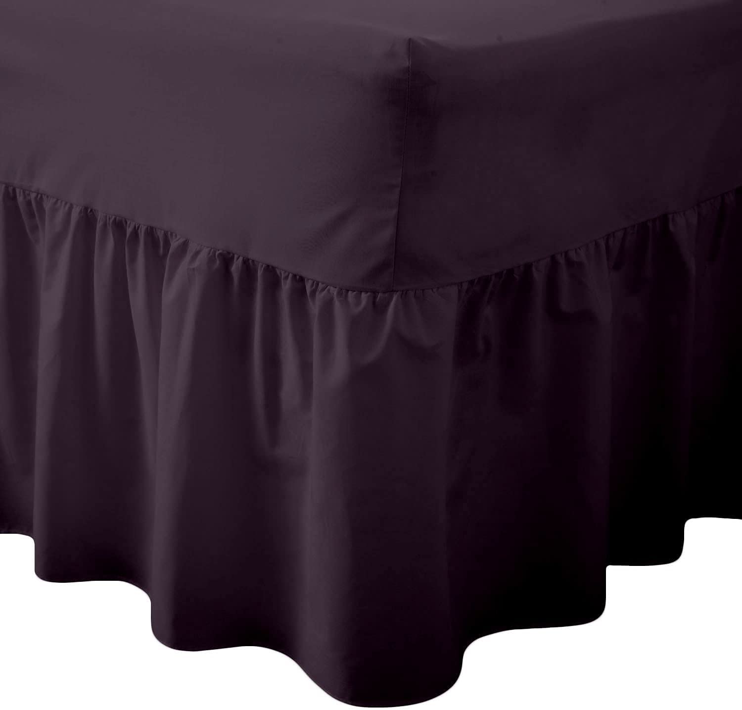 Comfy Nights Plum Plain Dyed Polycotton Easy Care Valance Fitted Sheet In 19 Colors (4Ft/Small Double, )