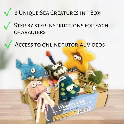 Woolbuddy SEA ANIMAL KIT Needle Felting Kit, Sea Animals, Felting Kits For Beginners Adults And Kids, Needle Felting Kit For Beginners, Felting Supplies Inc, Wool Roving thumb #4