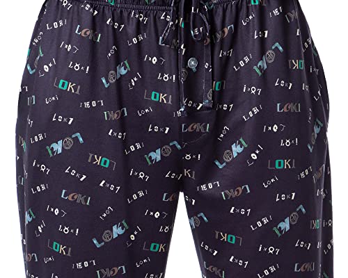 Marvel Mens' Loki TV Series Logo Icon Tossed Print Sleep Pajama Pants4
