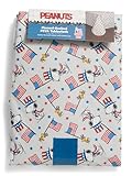 Best Brands Consumer Products Inc. Peanuts Fourth of July Patriotic Tablecloth, American Flag Design, Flannel-Backed PEVA, 60 x 84 inches, Indoor/Outdoor