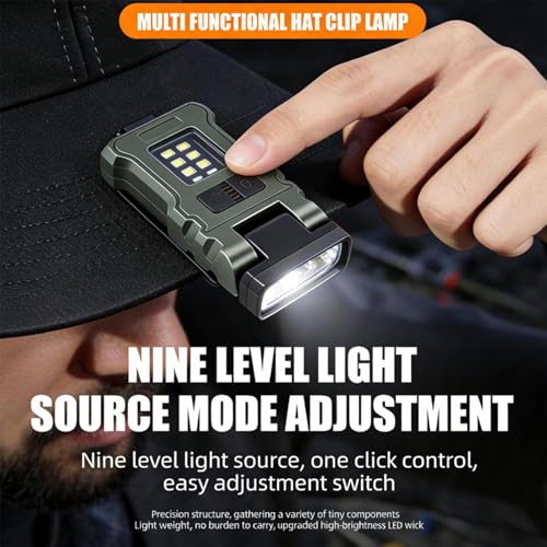 Linterna frontal recargable ligera LED con clip impermeable para pesca y construcción 6