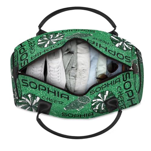 Custom Cheer Duffle Bag, Personalized Cheer Bag for Cheerleader, Gym Bag with Name, Travel Duffle Bag Carry On Weekender Bag Glitter Green4