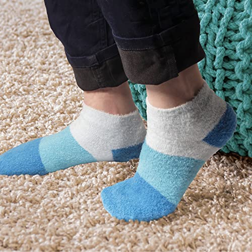 Image of BambooMN Women's Super Soft Aloe Infused Fuzzy Nylon Spa Socks - Size 4-8 - Aquamarine - 3 Pairs