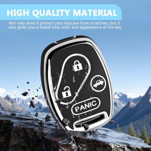 for Honda Key Fob Cover with Keychain, TPU Car Key Case Protector, for 2003-2012 Accord 2006-2013 Civic 2005-2015 Pilot CR-V Odyssey Ridgeline Fit CR-Z Insight Element (Silver - Black, 4 Button) by KERHXLE - Used condition - Image 4