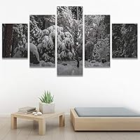 SIGNWIN 5 Panel Canvas Wall Art Winter Trees for Home Decorations Ready to Hang - 60