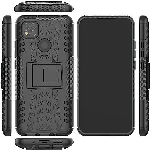 Max Power Digital Custodia Armor Per Xiaomi Redmi 9C - Bumper Ibrido Doppio Strato Con Supporto Pieghevole - Rosso - 3