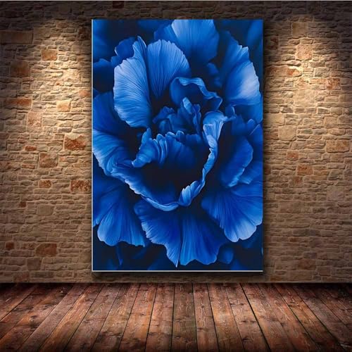 Art wall pivoine bleu foncé TERUEA, œuvre murale premium horizontale - 4