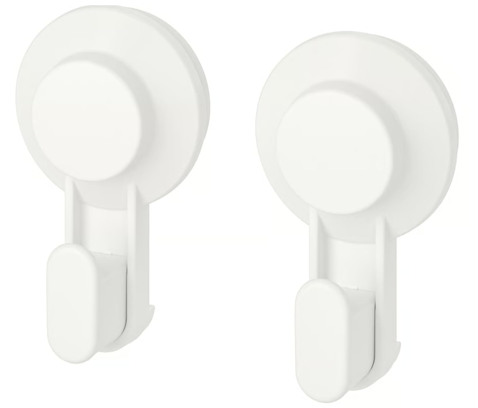 Ikea TISKEN Hook with Suction Cup, White(Pack of 2), Polycarbonate plastic