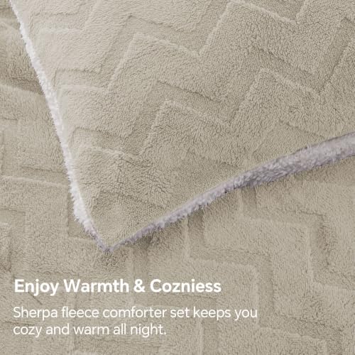 Image of BEDELITE Fluffy Sherpa Twin Comforter Set,Taupe