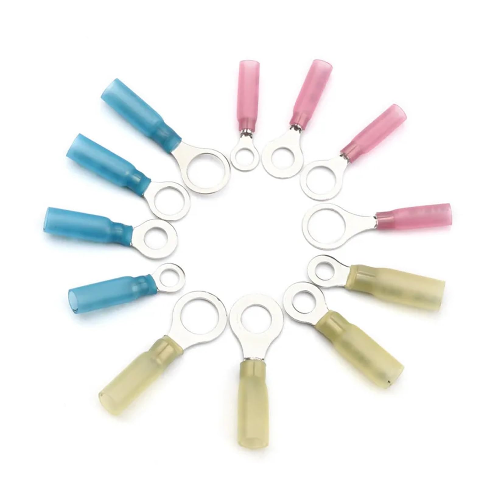 Assortiment de 240 cosses thermorétractables à Anneau, connecteurs à souder Bout à Bout, cosses à entièrement isolées, avec boîte