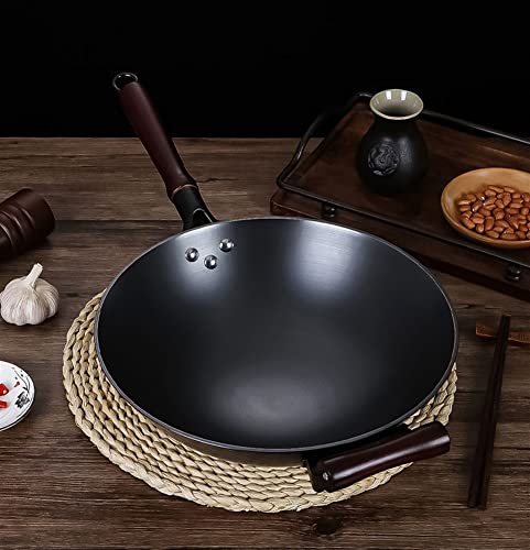 Wok con mango de madera y fondo plano, 13.5 pulgadas miniatura 3